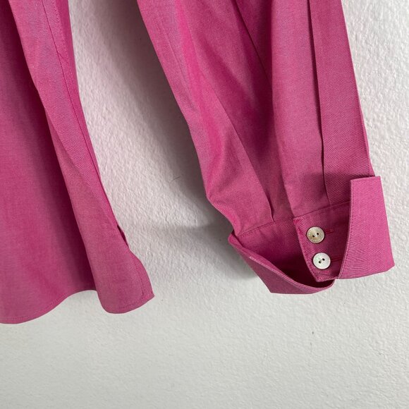 Foxcroft NYC Womens Plus 16W Fitted Heritage Non Iron Pink Button Up Shirt Top - Picture 10 of 10